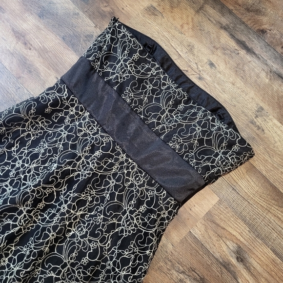 Vintage Kathy Robert's Black & Metallic Gold Floral Strapless Dress Size 8 - Picture 9 of 9